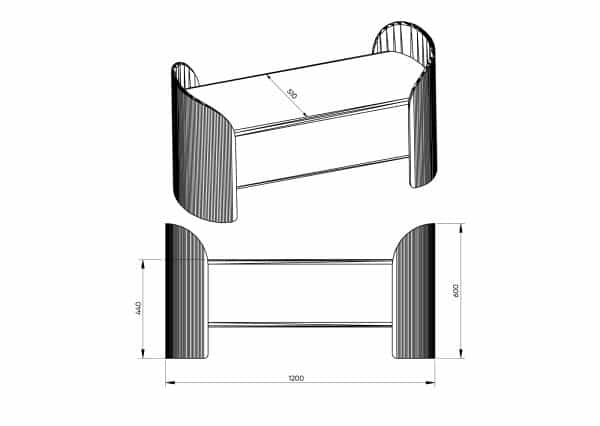Банкетка Lagom 2 120 см (зелено-голубой FiberGuard, черный) — изображение 3