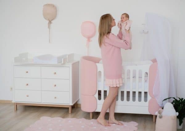 Комплект чехлов для кроватки-трансформера KIDI Soft (розовый) — изображение 3