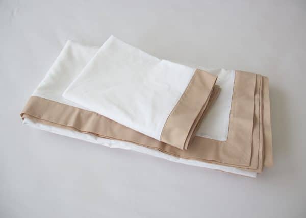 Комплект постельного белья 2-спальный «Оксфорд» (белый/бежевый, сатин) — изображение 4