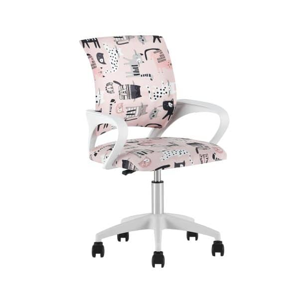 Кресло офисное TopChairs Simple SN Junior принт Pink Cats пластик белый — изображение 2