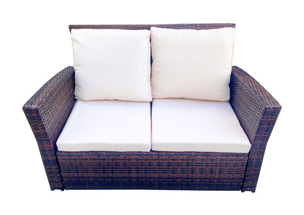 Лаунж зона плетенная из ротанга (2-х диван+ 2 клесла +журнальный столик), цвет коричневый — изображение 4