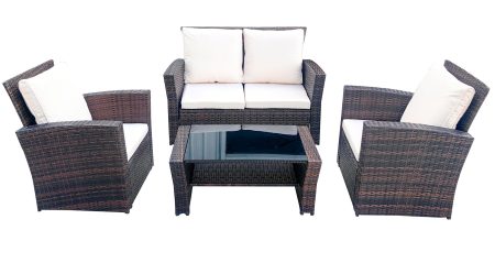 Лаунж зона плетенная из ротанга (2-х диван+ 2 клесла +журнальный столик)