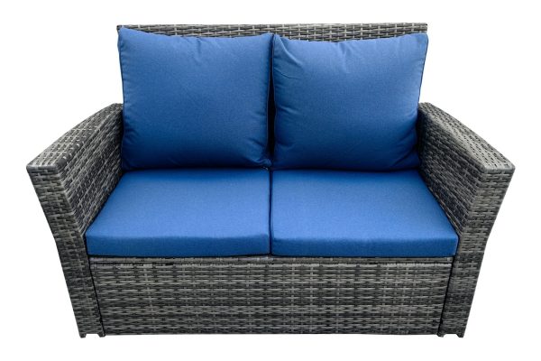 Лаунж зона плетенная из ротанга (2-х диван+ 2 клесла +журнальный столик), цвет серый — изображение 4