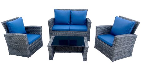 Лаунж зона плетенная из ротанга (2-х диван+ 2 клесла +журнальный столик)