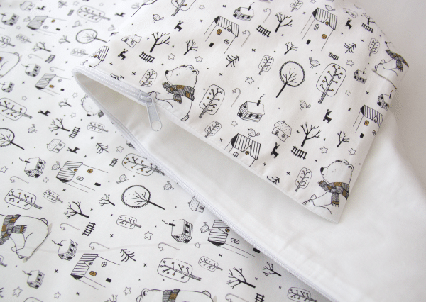 Постельное бельё в детскую кроватку «Зверушки» (сатин). Состав: наволочка 40*32 см, пододеяльник 90*110 см — изображение 4