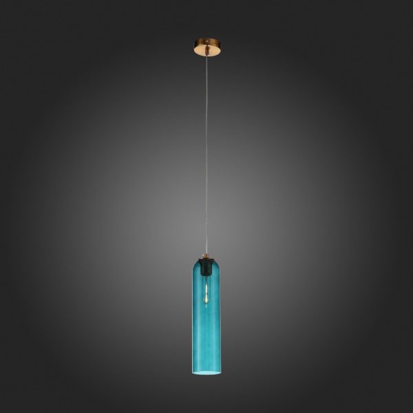 SL1145.383.01 Светильник подвесной ST-Luce Латунь/Голубой E27 1*60W CALLANA — изображение 2