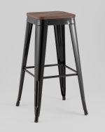 Стул барный TOLIX черный глянцевый + темное дерево KD — изображение 2