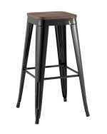 Стул барный TOLIX черный глянцевый + темное дерево KD