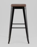 Стул барный TOLIX черный глянцевый + темное дерево KD — изображение 3