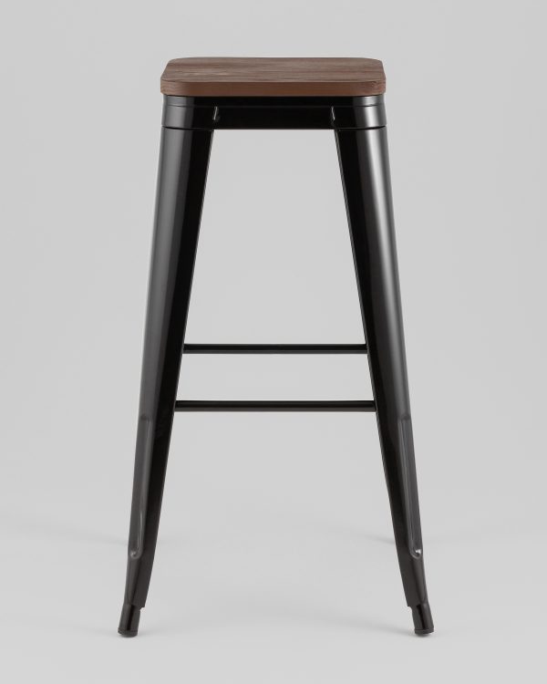 Стул барный TOLIX черный глянцевый + темное дерево KD — изображение 3