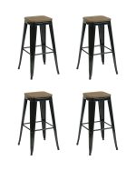 Стул барный TOLIX черный глянцевый + темное дерево KD 4 шт.