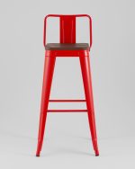 Стул барный TOLIX со спинкой красный глянцевый + темное дерево KD — изображение 3