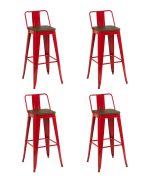 Стул барный TOLIX со спинкой красный глянцевый + темное дерево KD 4 шт.