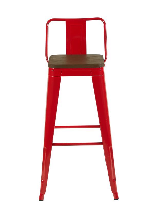 Стул барный TOLIX со спинкой красный глянцевый + темное дерево KD 4 шт. — изображение 3
