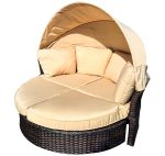 Трансформирующаяся круглдая кровать из ротанга JHB2165