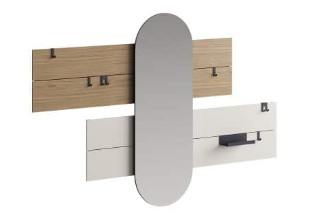 Вешалка Stripe L горизонтальная с зеркалом 60*160 см (натуральный дуб