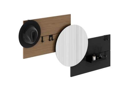 Вешалка Stripe M горизонтальная с зеркалом D 60 см (натуральный дуб