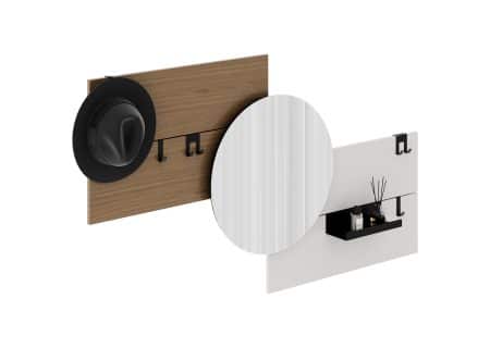 Вешалка Stripe M горизонтальная с зеркалом D 60 см (натуральный дуб