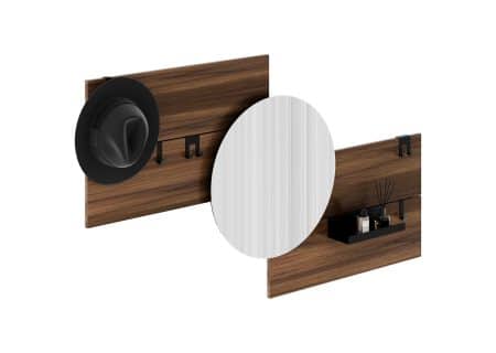 Вешалка Stripe M горизонтальная с зеркалом D 60 см (орех)