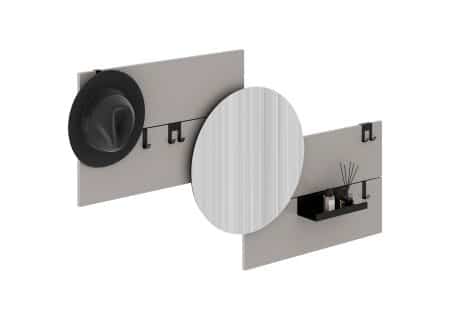 Вешалка Stripe M горизонтальная с зеркалом D 60 см (серо-бежевый)