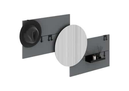 Вешалка Stripe M горизонтальная с зеркалом D 60 см (серый)