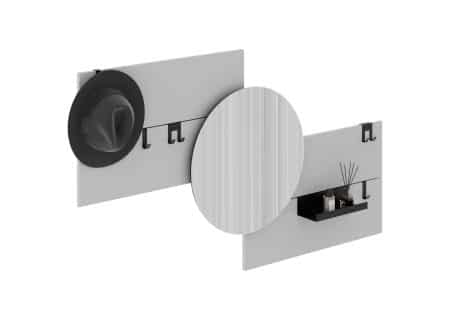 Вешалка Stripe M горизонтальная с зеркалом D 60 см (светло-серый)