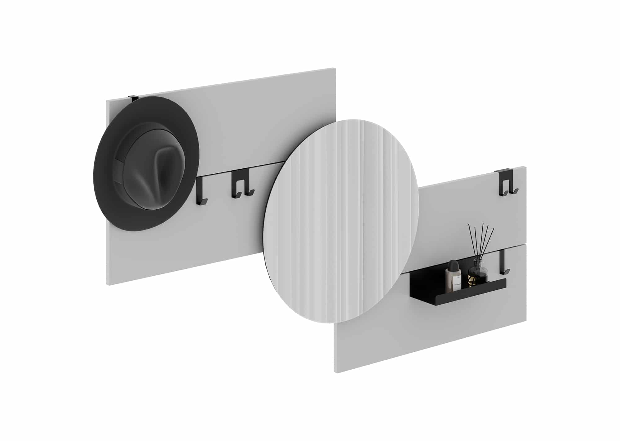 Вешалка Stripe M горизонтальная с зеркалом D 60 см (светло-серый) Вешалка Stripe M горизонтальная с зеркалом D 60 см (светло-серый)