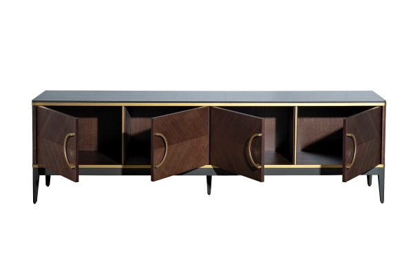 151SV-10003 Тумба под TV 4-х дверная шпон 200*58*40см — изображение 3