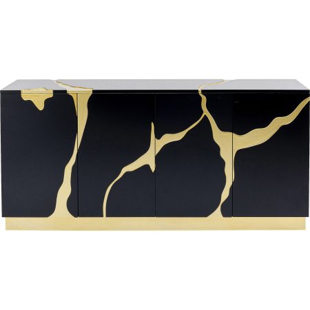 Комод широкий Cracked Black Gold 165x80 см