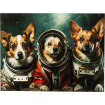 Картина стеклянная Astronauts Dogs 80x60 см