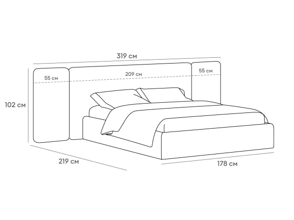 Кровать Atessa без подъемного механизма серый, белый — изображение 3