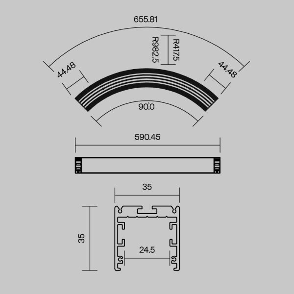 Комплектующие к светодиодной ленте Led Strip ALM-3535R-B-D-90°-0.8M — изображение 2