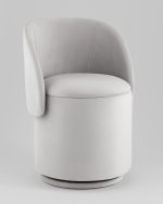 Пуф-трансформер Таунсвилл вращающийся с ящиком велюр светло-серый — изображение 2