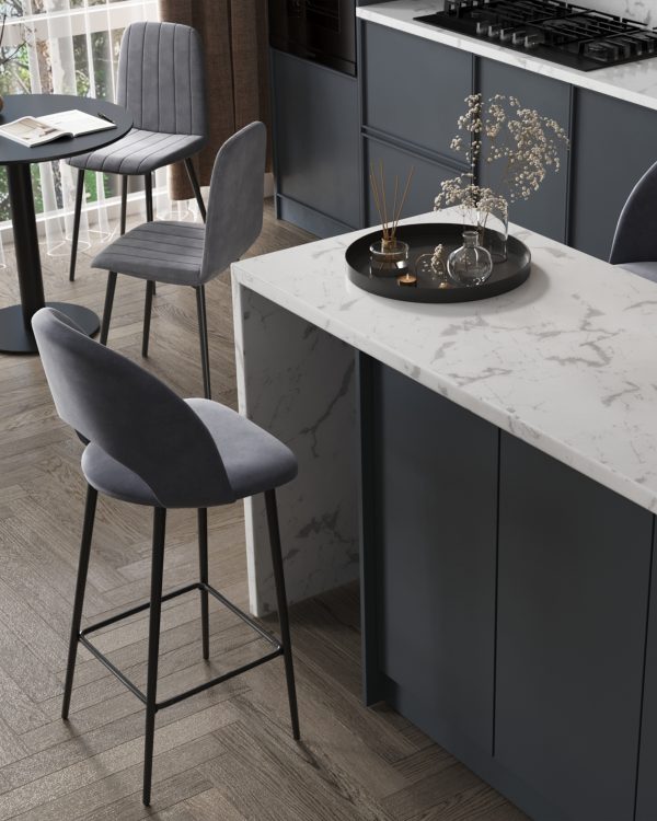 Стул барный Меган SN велюр серый — изображение 3