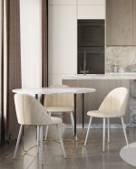 Стул Логан SN велюр молочный белые ножки — изображение 3