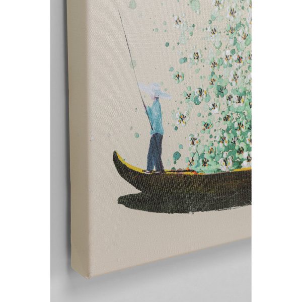 Картина на холсте Flower Boat Beige Green 80x100 см — изображение 2