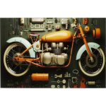 Картина стеклянная Garage Motorbike 60x80 см