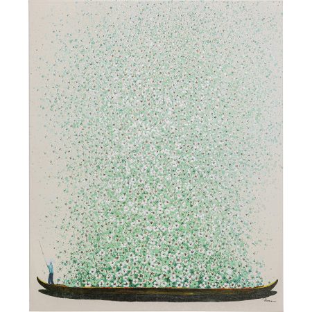 Картина на холсте Flower Boat Beige Green 80x100 см