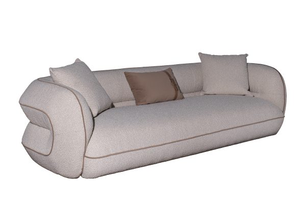 ZW-25003 Диван Amelia трехместный букле светлый 253*100*67см с бежевым кантом — изображение 2