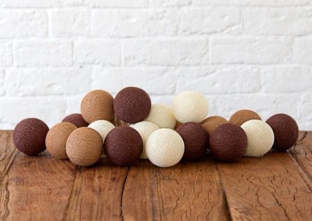 Гирлянда из хлопковых шариков "Кофе" (10 шариков)