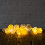 Гирлянда из хлопковых шариков Желто-серая (20 шариков) — изображение 2