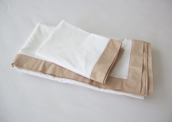 Комплект постельного белья 2-спальный «Оксфорд» (белый/бежевый, сатин) — изображение 4