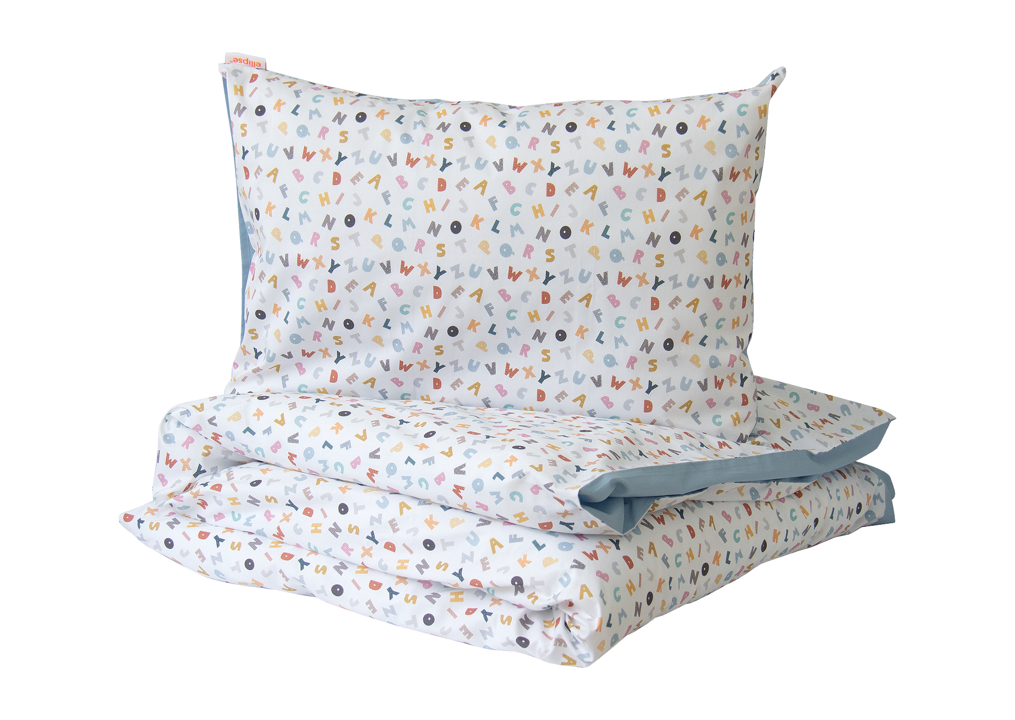 Комплект постельного белья «Разноцветные буквы» (голубой Комплект постельного белья «Разноцветные буквы» (голубой