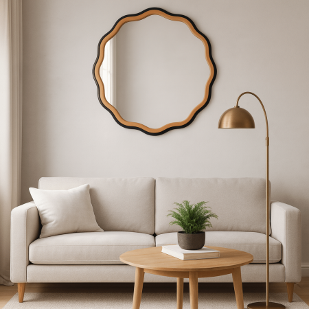 Круглое настенное зеркало Wave Circle