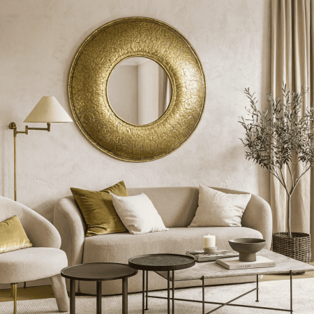 Круглое зеркало Cosmos золотое в восточном стиле