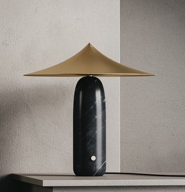 Настольная лампа Kine черный мрамор -  золотой металлический абажур — изображение 3