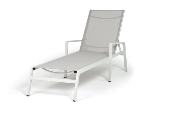 "Парма" шезлонг из алюминия темно-серый (RAL7024) муар, ткань текстилен серая — изображение 3