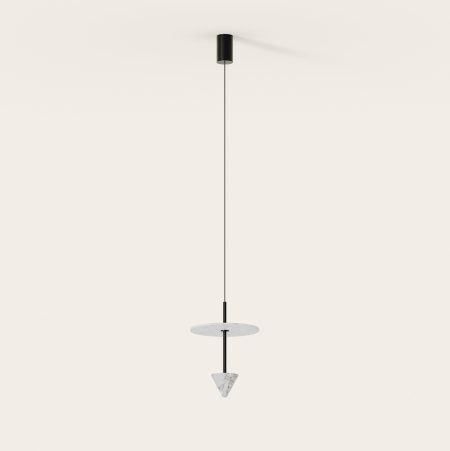 Подвесной светильник Vant черный металл/черный мрамор/алебастровый диск 35 см