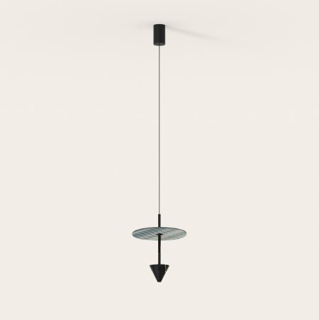 Подвесной светильник Vant черный металл/черный мрамор/узорчатый диск Missoni синий 10063 30 см