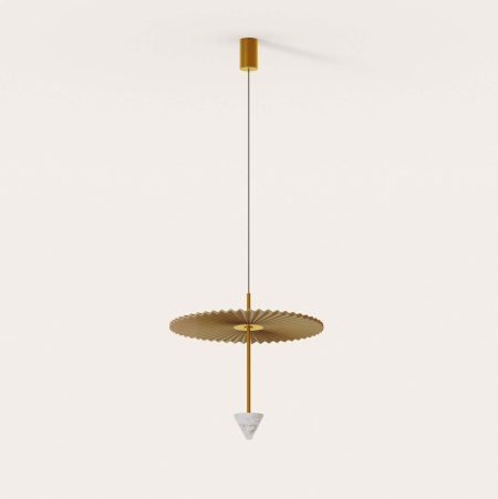 Подвесной светильник Vant золотой металл/белый мрамор/каучуковый ребристый диск винтажно-коричневый